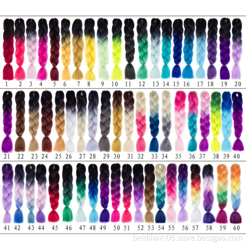 Fast Selling 24inch 100g Expression Braiding Hair Easy Crochet Braid African Synthetic Yaki Jumbo Braids ombre 2 tone colors